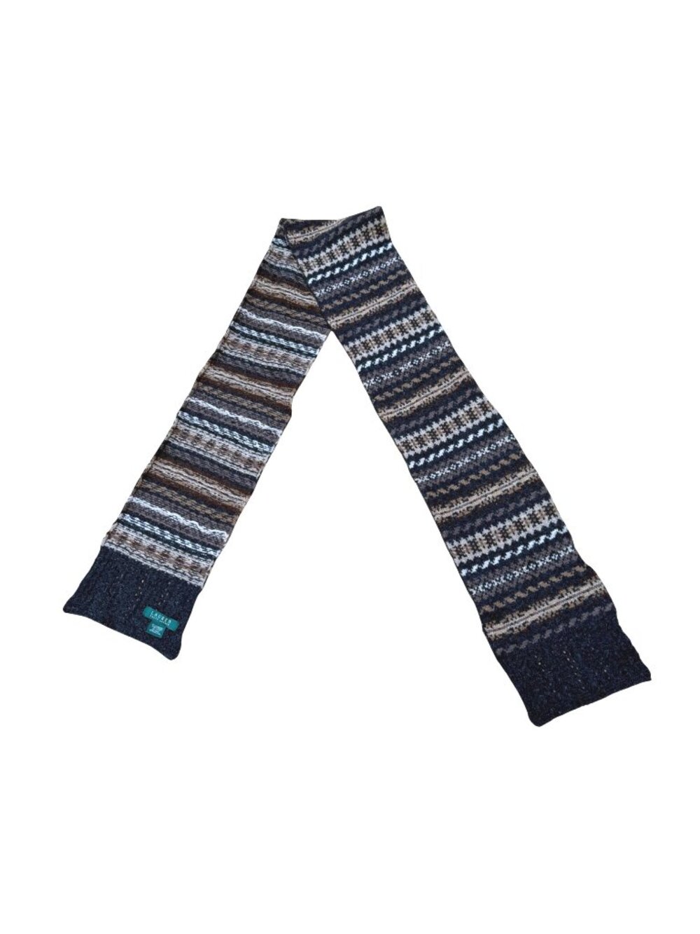 Lauren Ralph Lauren Women's Knit Scarf Lambswool Nylon Fair Isle Nordic Winter